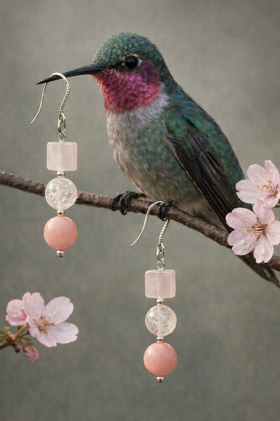 Dabīgo akmeņu auskari "Japāņu dārza rota"